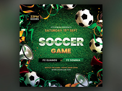 Soccer Flyer Template champions league design download fifa flyer football game graphic design graphicriver poster psd soccer template