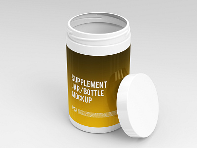 Supplement Jar / Bottle Mock-Up 3 bottle capsule container health jar label medical medicine mock up mockup mockups nutrition package packaging packing pill softgels sport supplement vitamin