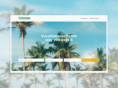 Vakanties.nl search bar summer sunny tropical vacation