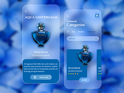 Perfume App Glassmorphism UI/UX Design app design flat design minimal minimalist design shopping app shopping app ui shopping app ui ux shopping app ux ui design uiux design user interface design ux design