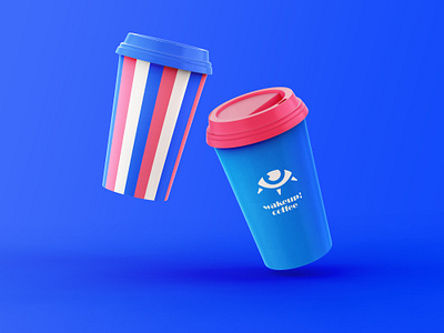 wakeup! coffee cup design blue branding coffee coffee company coffee cup concept design eye flat icon illustrator logo logo mark portfolio vector