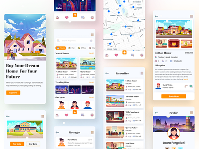 Real Estate Company App 3d art android design branding color design gradient illustration ios app design landing page real estate typography ui ui design ui ux design uidesign ux design vector webdesign website wordpress