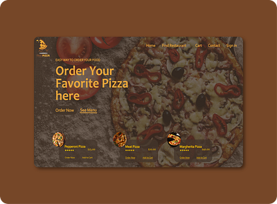 Pizza Web App design illustration ui web