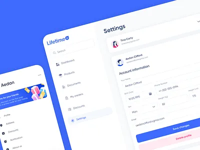 Dashboard Settings admin app blue dashboard design system figma flat form interface minimal minimalist mobile notification preferences settings tabs toggles ui ui kit ux