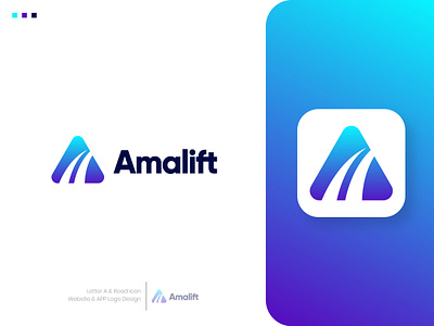 Amalift Website & App Logo Design a logo app app icon app logo brand identity branding design illustration logo logo design minimal minimalist modern logo mountain logo road logo symbol ui website website logo