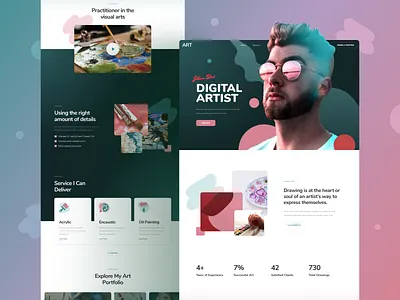 Artist Portfolio Website art artist design figma landing portfolio responsive sketch template ui ux xd