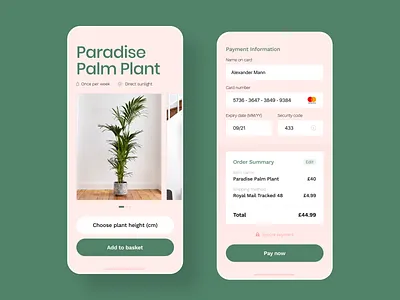 #DailyUI 002 - Card Checkout card card checkout checkout daily ui dailyui dailyuichallenge ecommerce plant