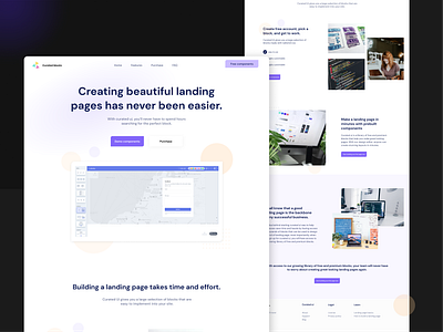 Landingpage design for curated blocks blocks component concept curated curated ui design landing page landing page concept landing page design landingpage lightmode screendesign ui uidesign ux web designer webdesign website builder