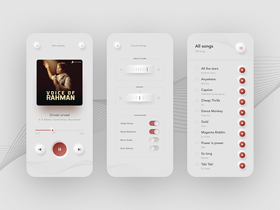 Music App - Neumorphic Design app branding design figma freelance design freelancer minimal mobile app design typography ui ux