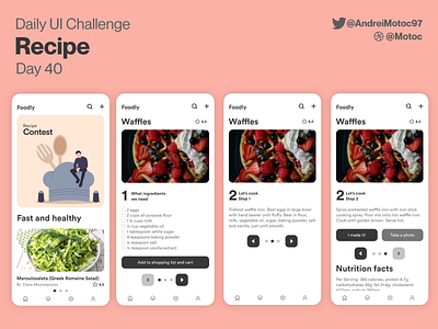 Daily UI #40 Recipe app dailyui dailyuichallenge day40 design figma food food app home page homepage homescreen interface mobile mobile app recipe recipe app ui ui design ux uxui