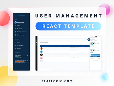 USER MANAGEMENT REACT admin template dashboard management app react react admin template template trendy trendy design ui user management ux web design web development