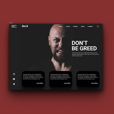 Greed Website dark ui design hero image minimal typography ui ux user interface ux uxpin website