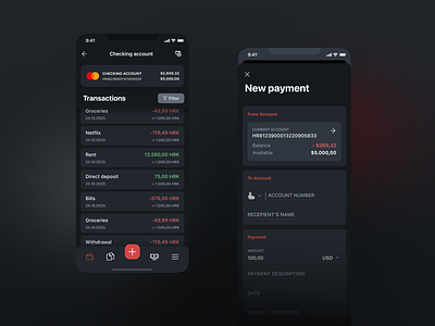 mHPB - Mobile banking app - Dark mode android app bank app banking cash credit card dark mode dark theme dark ui finance fintech ios mobile modern pay payment simple transaction ui ux
