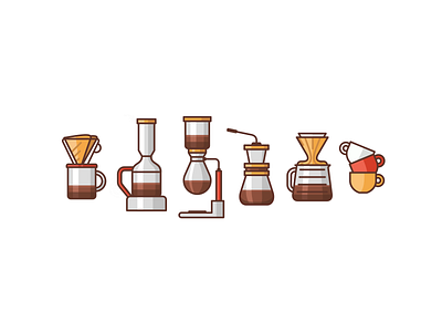 Coffee Icons badge branding brewing cafe cafeteria coffee coffee maker cold cup design drink graphic design hot icon icon set illustration logo love sticker vector