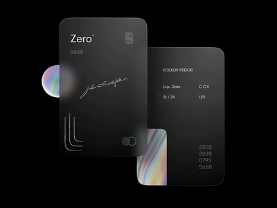 Credit Card — UI challenge animated animation bank black branding business businesscard clean credit creditcard glass glassmorphism holo hologram interaction luxury minimal zero zerobank