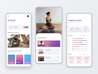 Training app Concept app application concept design goals minimal progress tracking training ui ux xd yoga