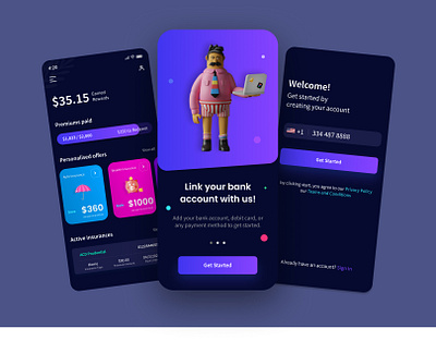 Rewards Wallet Insurance App - Cred App app design 2021 app ui concept creative design cred app insurance 2021 insurance app rewards app ux wallet app