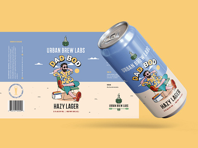 Dad Bod Lager beer can beer illustration beer packaging branding craft beer label design graphic design illustration packaging design typography