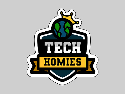 Logo Tech Homies bro buddy communication crown friends internet it link logo planet security shield tech telework together travel wire work world