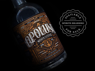 Apolune Moonshine (BRANDING FOR SALE) alcohol alcohol branding alcohol label alcohol label for sale branding branding for license branding for sale design for ale for license hand lettering illustration label for sale license logo spirits branding typography victorian branding victorian lettering victorian type