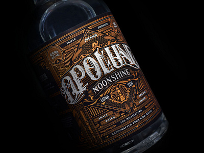 Apolune Moonshine (BRANDING FOR SALE) alcohol alcohol branding alcohol label alcohol label for sale branding branding for license branding for sale design for ale for license hand lettering illustration label for sale license logo spirits branding typography victorian branding victorian lettering victorian type