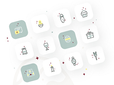 Easter Icons app bunny clean colour cute easter easter bunny easter eggs flat icon set icons illustration rabbit spring ui vector