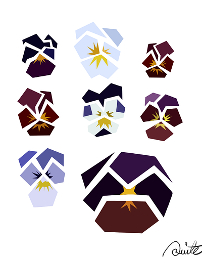 geometric pansies botanicals flact colour florals flower geometric inkscape pansy stylised vector