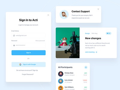 Modals and Sign In add arrow cards clean design form interface join us like button login minimal modal modal window online meeting password product sign sign in ui users