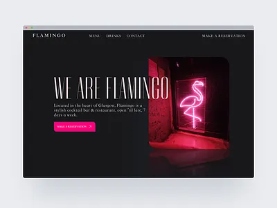 Flamingo Bar and Restaurant | Atom Design bar cocktail design flamingo glasgow graphic design kelsie landingpage minimal modern nocode restaurant scotland ui website websitedesign