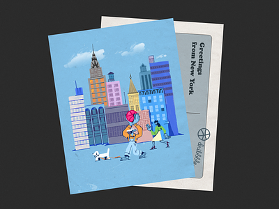NYC Postcard Dribbble Challenge 2d architecture artwork banner challenge nyc poster design procreate uc ui