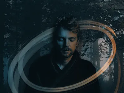 Meditation composite forest light photoshop