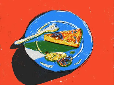 Week 47 prompt from Still Here Still Life bright cake color colorful drawing food illustration procreate red still life stilllife