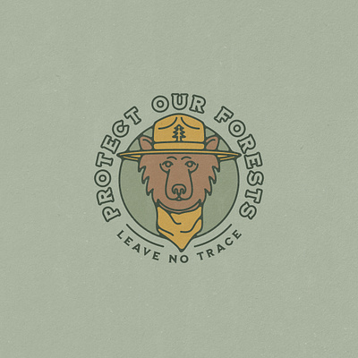 'Protect Our Forests' Badge, 2022 badge bear brand identity branding conservation design forests illustration national park park parks