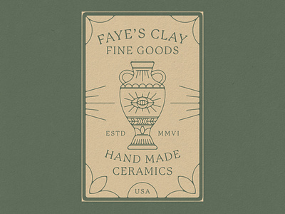 Faye's Clay Branding, 2022 badge brand identity branding ceramics clay design eye illustration label logo pottery sun vase