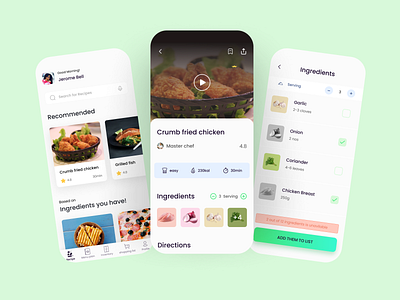 Cookzy App UI Series (2/3) 2020 design cookbook cooking cooking app inventory inventory management inventory management software meal plan meal planner minimal mobile app design shopping list ui ui design