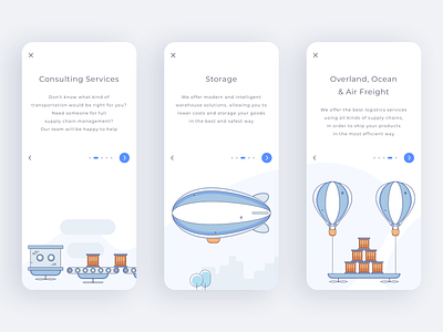 UGI - Mobile #2 air balloon branding design flat icon illustration illustrator mobile app outline pagination shipping shipping box sketch ui ux vector zeplin