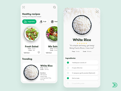 Food Recipes App UI/UX Design Concept dailyui douarts food food app food app design food app ui healthy healthyfood rice ui ui ux ui design uidesign uiux ux ux ui ux design ux food uxdesign uxui