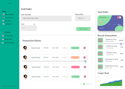 Student Billing Dashboard dashboard design student transport ui ux web