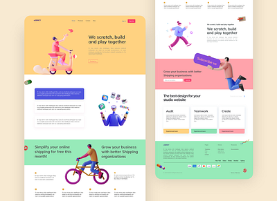 Agency landing page 3d agency agency landing page design figmadesign icon illustration landing page design landing page template logo minimal template design ui ux web web kits website