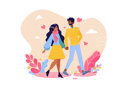 Happy Valentine's Day adobe illustrator cartoon character character design couple cute design flat design illustration love valentines day vector