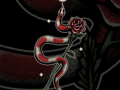 Available animal art flower hicetnunc illustraion moonlight nft nft collector nft communitas nfts poison rose snake tezos