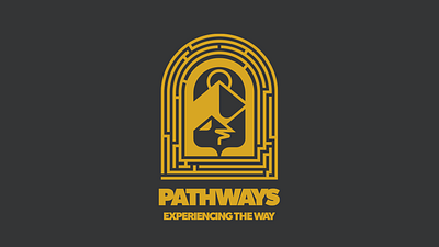 PATHWAYS apparel arch bold church design clean crtvchurch explore icon illustration maze minimal mountain paths pathway vector yellow