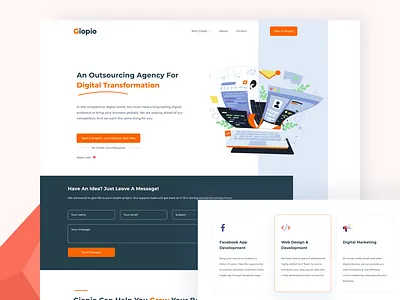 Tech Service Company Landing Page app branding clean company design firm interface landing page logo outsourcing service software tech ui ui design