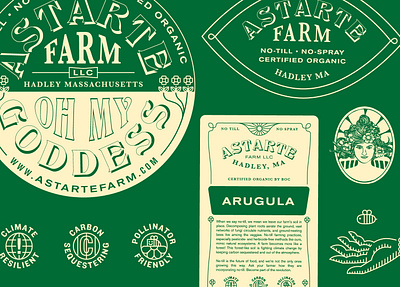 Astarte Farm branding farm goddess illustration logo no till organic typography