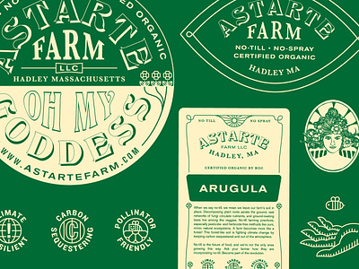 Astarte Farm branding farm goddess illustration logo no till organic typography