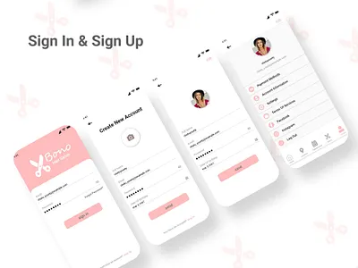 Hair salon app app design branding fashion app illustration photoshop ui ui ux uidesign uiux webdesign xd xd design