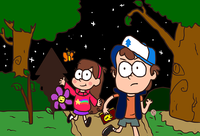 forest digital art dipper pines fan art fanart forest gravity falls mabel pines