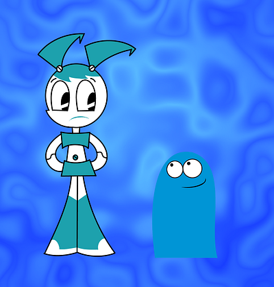 jenny and bloo bloo blooregard q kazoo blue cartoon crossover cute digital art fan art fanart fhfif illustration jenny wakeman mlaatr my life as a teenage robot xj 9 xj9