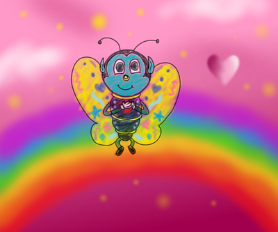 so innocent butterfly cute dhmis digital art fan art fanart pink rainbow shrignold