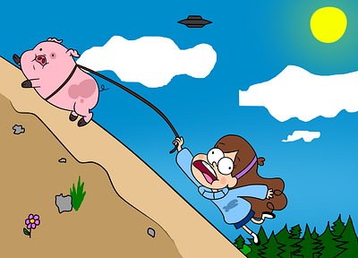 pig fast high digital art fan art fanart gravity falls illustration mabel pines pig waddles